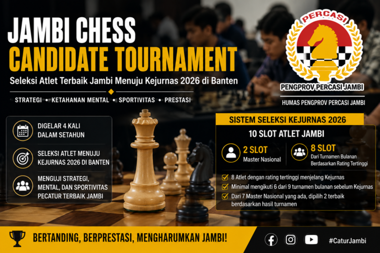 Jambi Chess Candidate Tournament Jadi Seleksi Kejurnas 2026, Percasi Tetapkan Sistem Berbasis Rating Provinsi