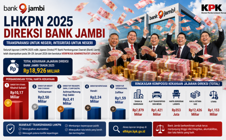 Mengintip Harta Jajaran Direksi Bank Jambi, Dirut Tembus Rp10,17 Miliar