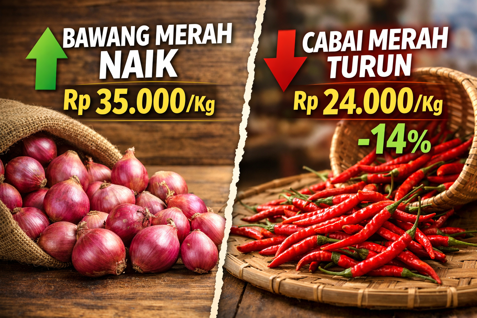 Harga Sembako di Pasar Angso Duo dan Talang Banjar Jambi Hari Ini, Cabai Turun, Bawang Merah Naik