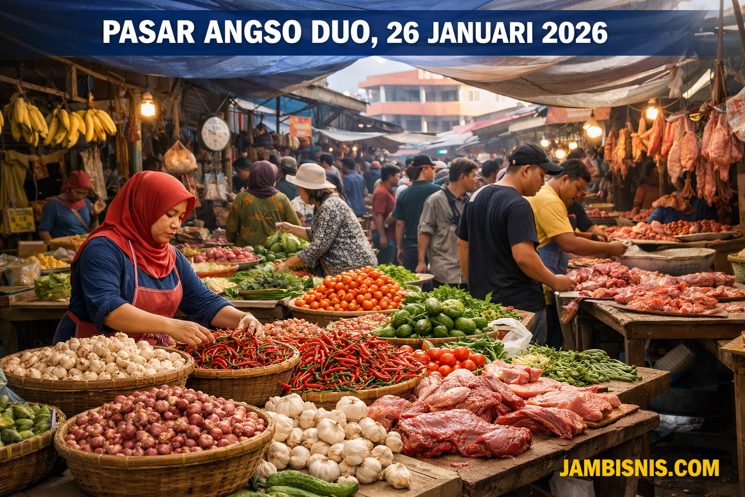 Harga Sembako di Pasar Angso Duo Jambi Stabil, Cabe Rawit Merah Naik Tajam