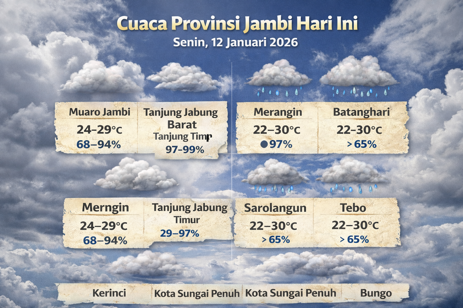 Cuaca Jambi Hari Ini: Kota Jambi Cerah, Daerah Lain Hujan Ringan