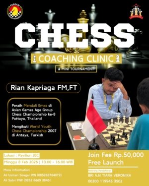 Tingkatkan Prestasi Pecatur Junior, Pengprov Percasi Jambi Gelar Coaching Clinic Bersama FM Rian Kapiraga