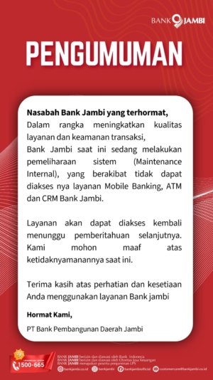e-Banking Bank Jambi Lumpuh, Pesan Berantai Soal Rekening Terkuras Bikin Nasabah Resah