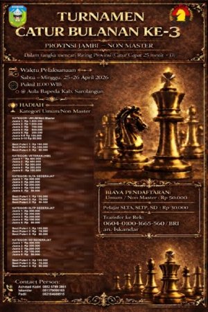 Turnamen Catur Bulanan Percasi Jambi Berlanjut ke Sarolangun, Pengprov Harap Semua Daerah Kirim Atlet