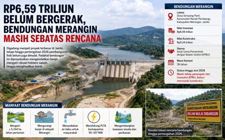Rp6,59 Triliun Belum Bergerak, Bendungan Merangin Masih Sebatas Rencana