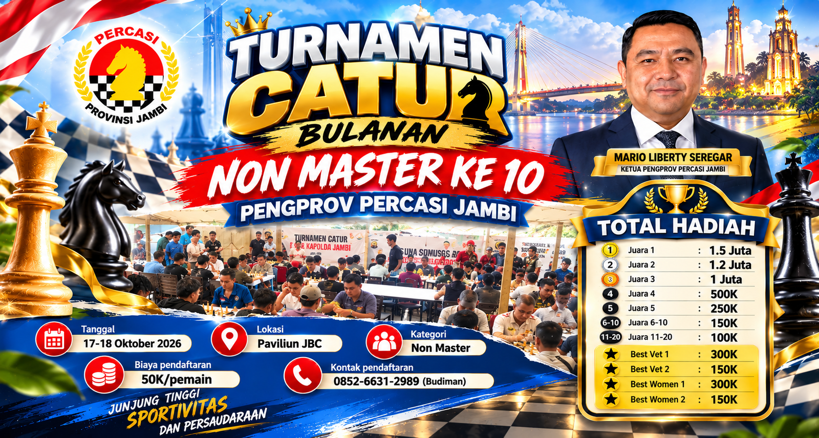 Muaro Jambi Tuan Rumah, Turnamen Catur Non Master ke-10 Digelar di Paviliun JBC