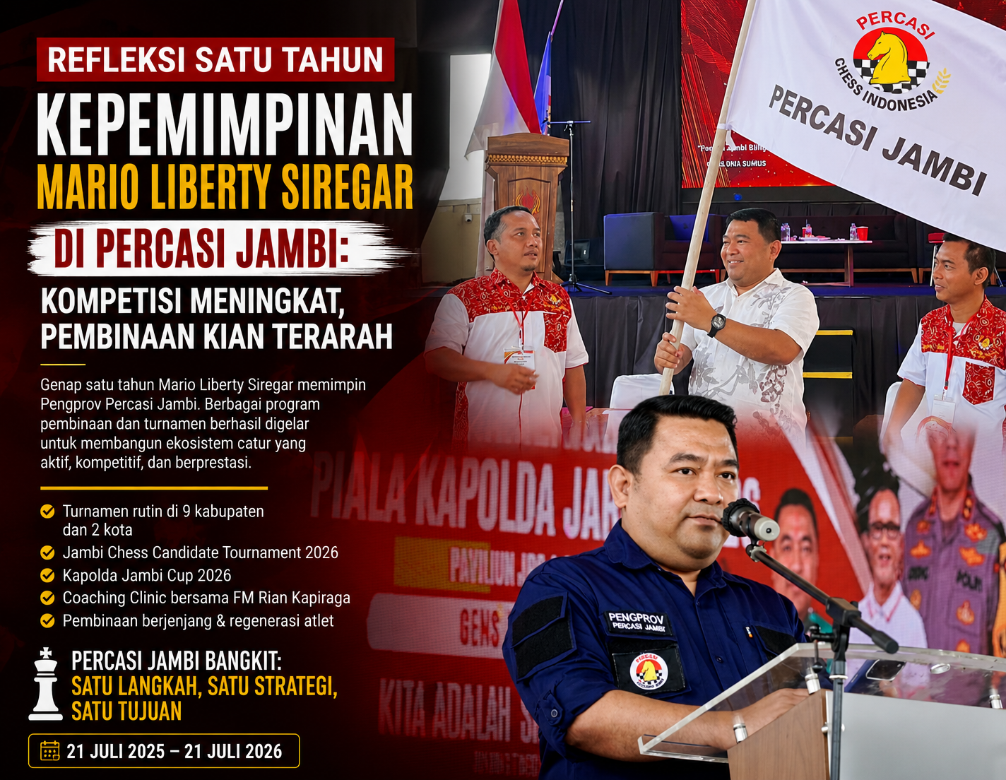 Satu Tahun Kiprah Mario Liberty Siregar Pimpin Catur Jambi: Kompetisi Meningkat dan Pembinaan Atlet Makin Terarah
