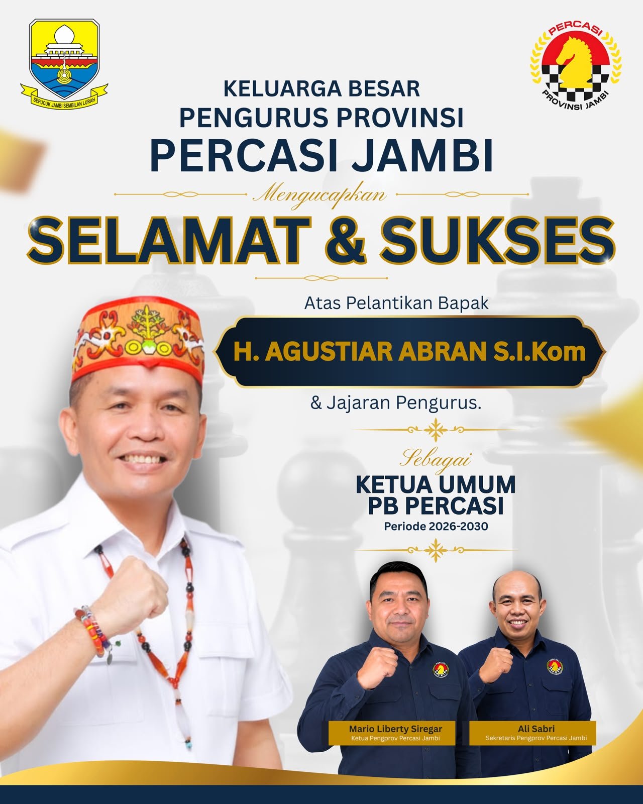 Resmi Dilantik, Agustiar Sabran Nahkodai PB Percasi 2026–2030, Siap Bangun Sekolah Catur dan Cetak Prestasi Dunia