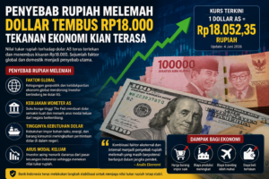 Penyebab Rupiah Melemah Kian Kompleks, Dollar Tembus Rp18.000 dan Tekanan Belum Reda