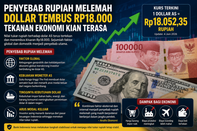 Penyebab Rupiah Melemah Kian Kompleks, Dollar Tembus Rp18.000 dan Tekanan Belum Reda