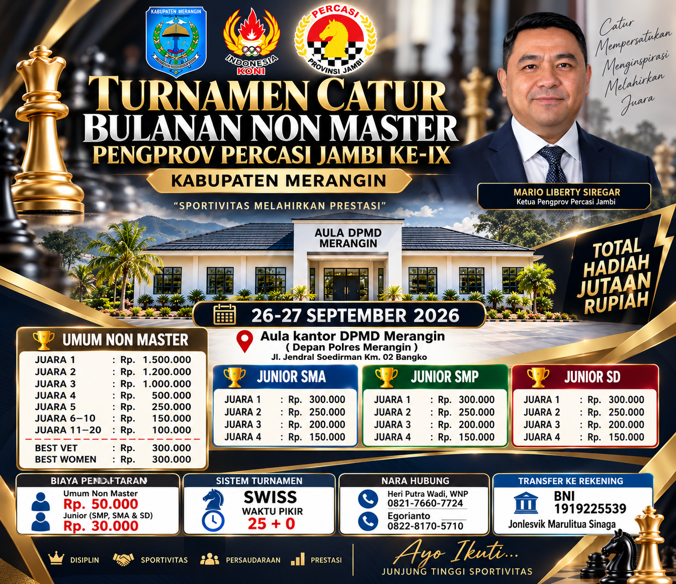 Turnamen Catur Non-Master Seri 9 di Merangin Jadi Penentu Tiket Kejurnas Banten